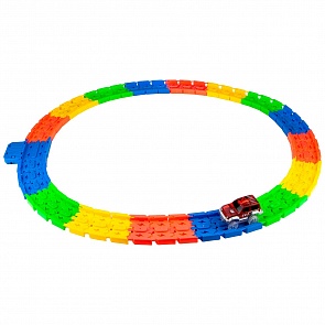 Гибкий трек Led со светодиодными лампами, 52 детали, люминисцентный,1 машинка с 3 лампочками (1toy, Т16191)